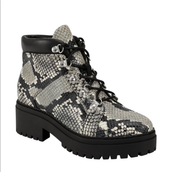 NEW marc fisher ltd nula 2 hiking boot snake print embossed leather bootie NIB - Picture 5 of 7